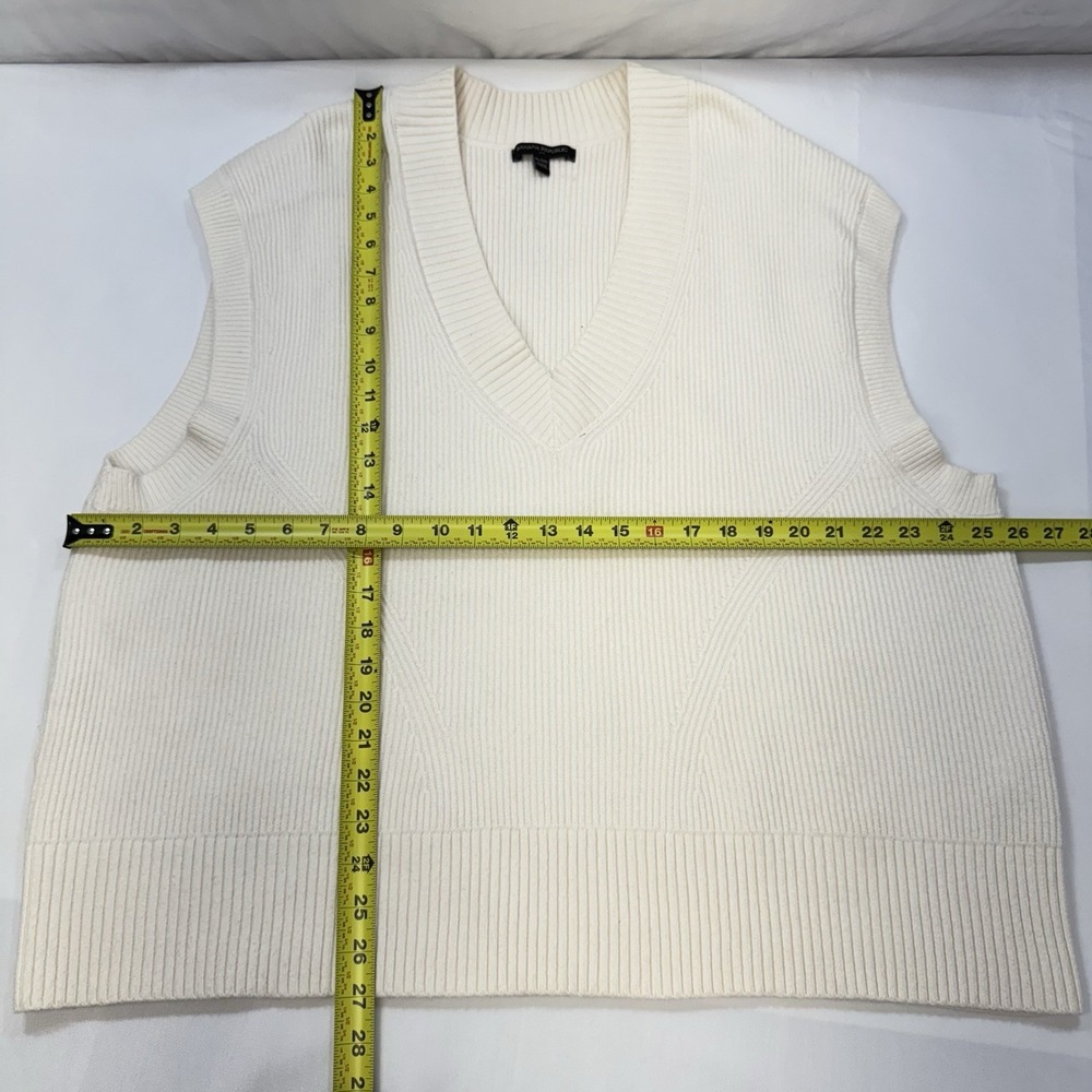 Banana Republic Sweater Vest XL / XXL Ivory Cotton Wool Blend Ribbed Sleeveless - Picture 10 of 10